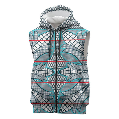 Cobalt Blue Khotso Mojalefa Poone Sleeveless Zip Hoodie Basotho Khotso Blanket Inspired
