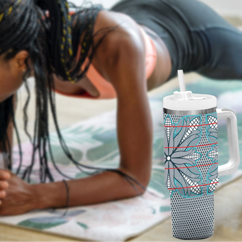 Cobalt Blue Khotso Mojalefa Poone Tumbler With Handle Basotho Khotso Blanket Inspired
