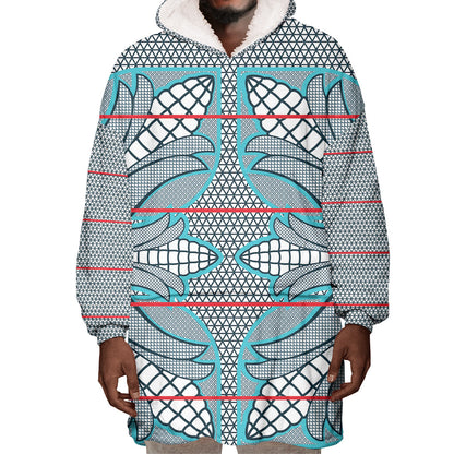 Cobalt Blue Khotso Mojalefa Poone Wearable Blanket Hoodie Basotho Khotso Blanket Inspired