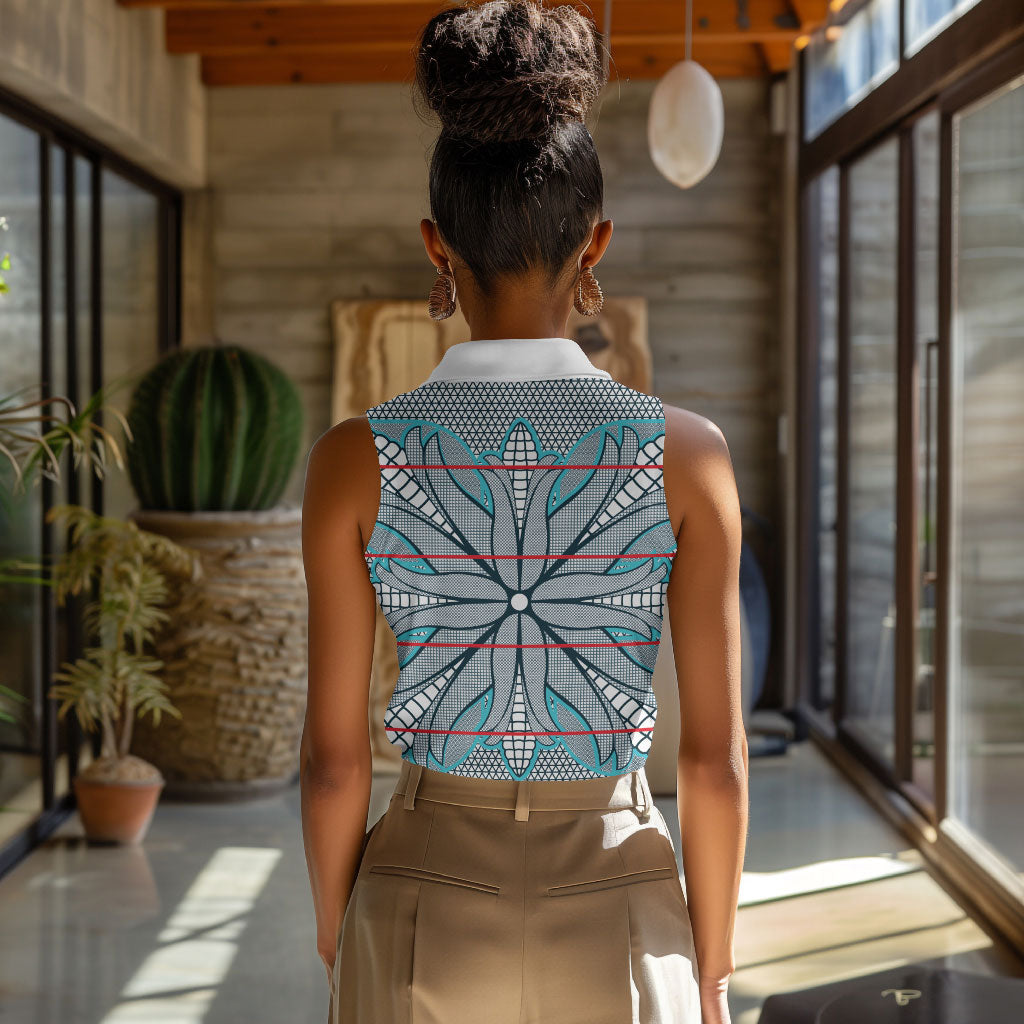 Cobalt Blue Khotso Mojalefa Poone Women Sleeveless Polo Shirt Basotho Khotso Blanket Inspired