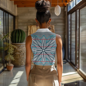 Cobalt Blue Khotso Mojalefa Poone Women Sleeveless Polo Shirt Basotho Khotso Blanket Inspired