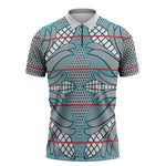 Cobalt Blue Khotso Mojalefa Poone Zipper Polo Shirt Basotho Khotso Blanket Inspired