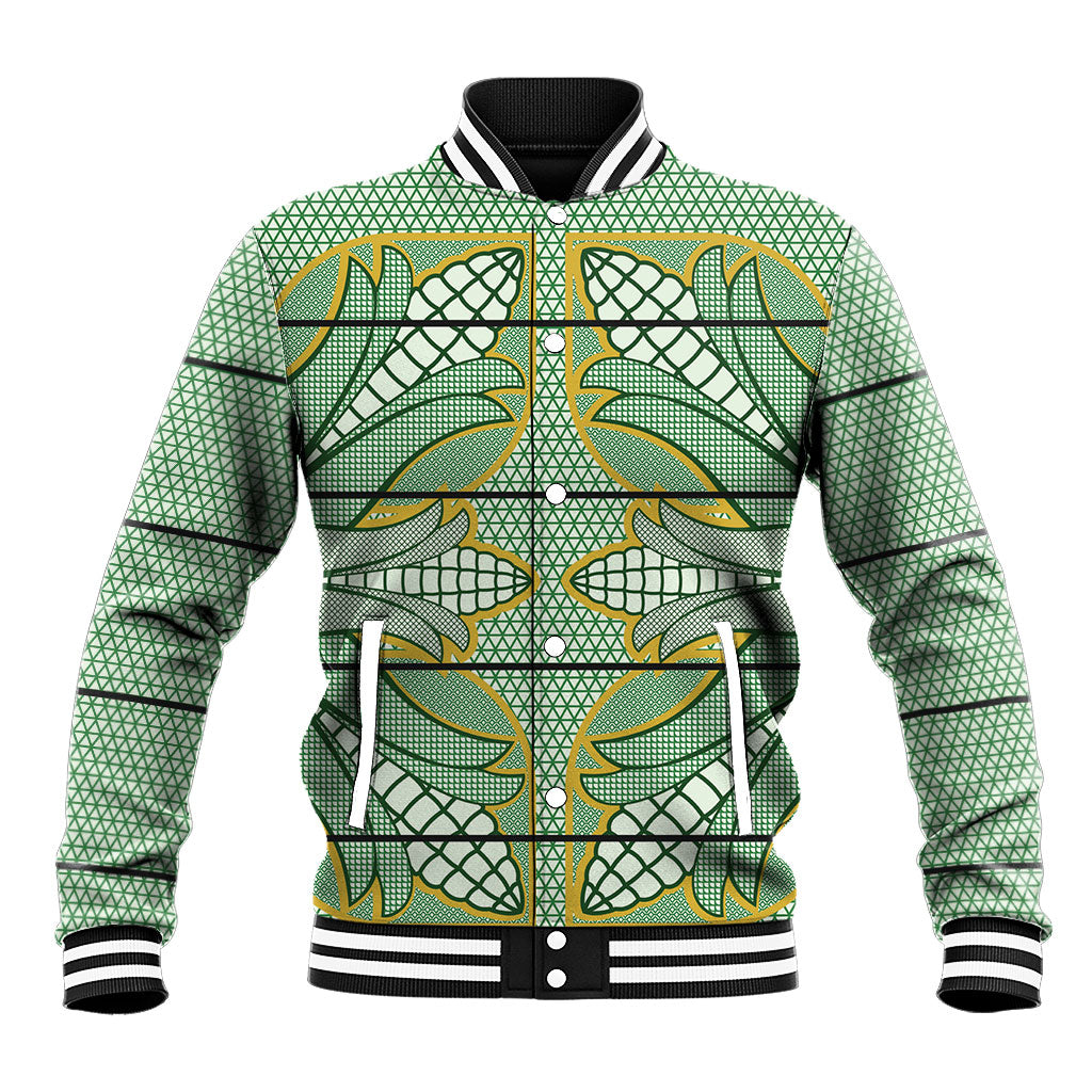 Emerald Green Khotso Mojalefa Poone Baseball Jacket Basotho Khotso Blanket Inspired