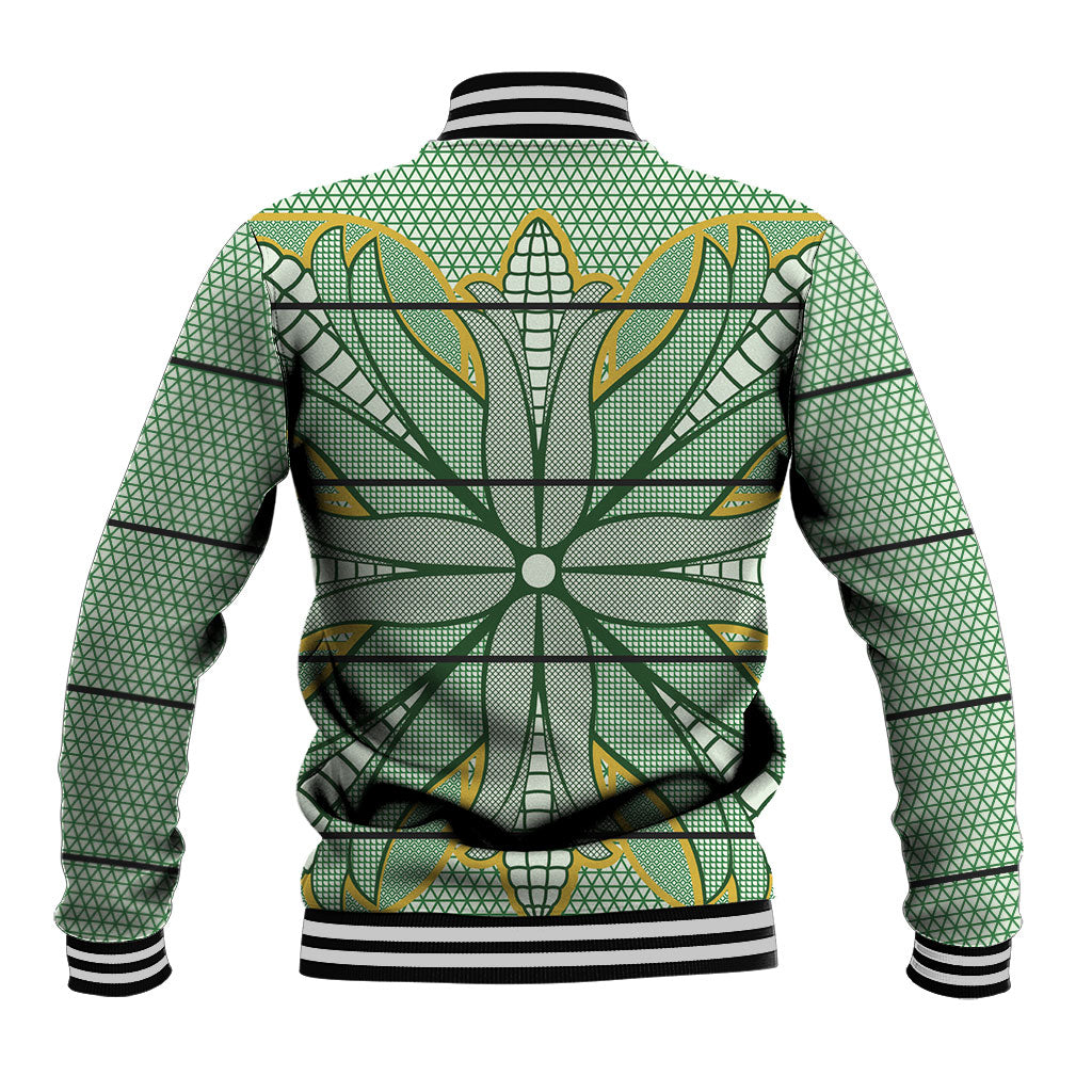 Emerald Green Khotso Mojalefa Poone Baseball Jacket Basotho Khotso Blanket Inspired