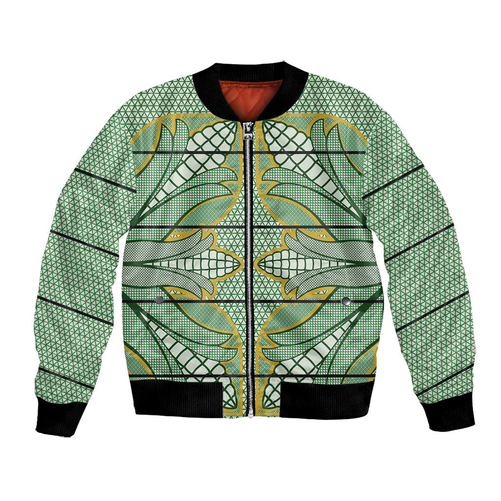 Emerald Green Khotso Mojalefa Poone Bomber Jacket Basotho Khotso Blanket Inspired