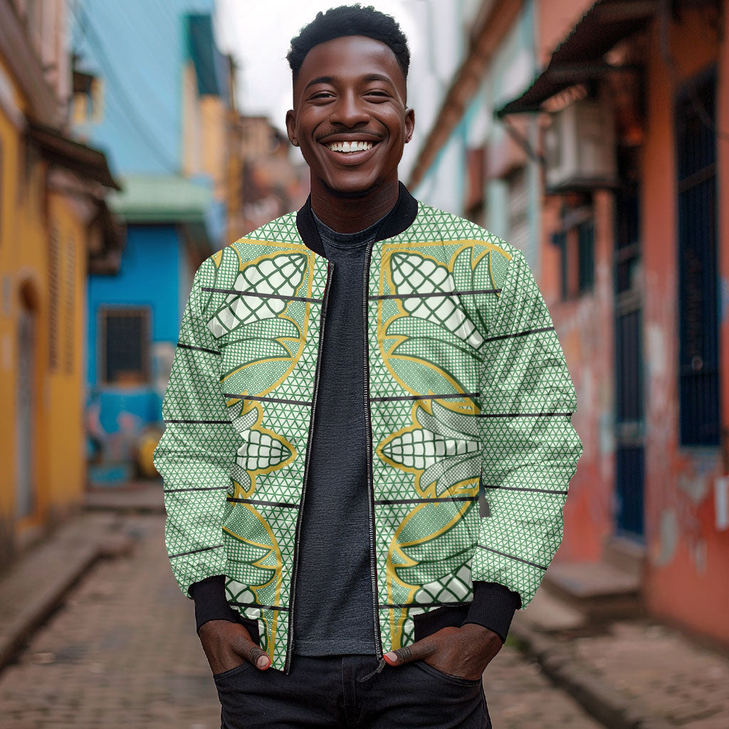Emerald Green Khotso Mojalefa Poone Bomber Jacket Basotho Khotso Blanket Inspired