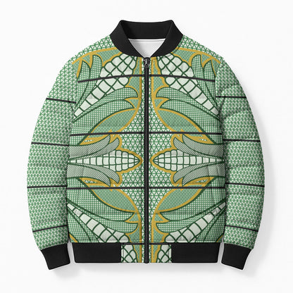 Emerald Green Khotso Mojalefa Poone Bomber Puffer Jacket Basotho Khotso Blanket Inspired