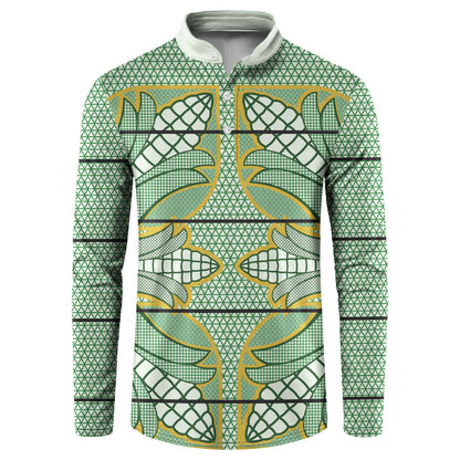 Emerald Green Khotso Mojalefa Poone Button Sweatshirt Basotho Khotso Blanket Inspired