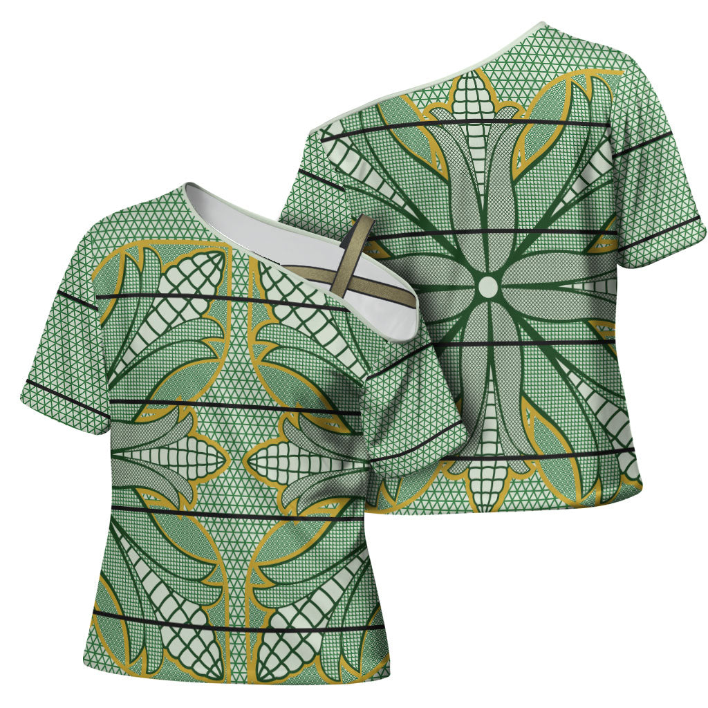 Emerald Green Khotso Mojalefa Poone Cross Shoulder Shirt Basotho Khotso Blanket Inspired