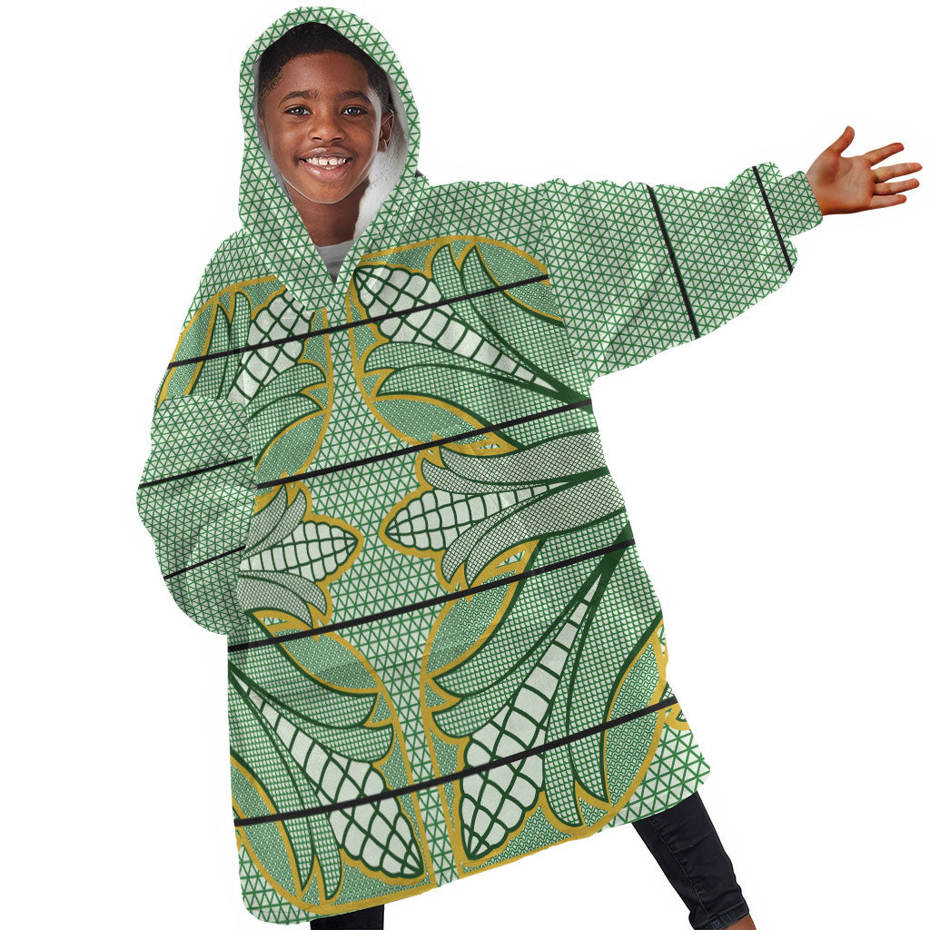 Emerald Green Khotso Mojalefa Poone Kid Wearable Blanket Hoodie Basotho Khotso Blanket Inspired