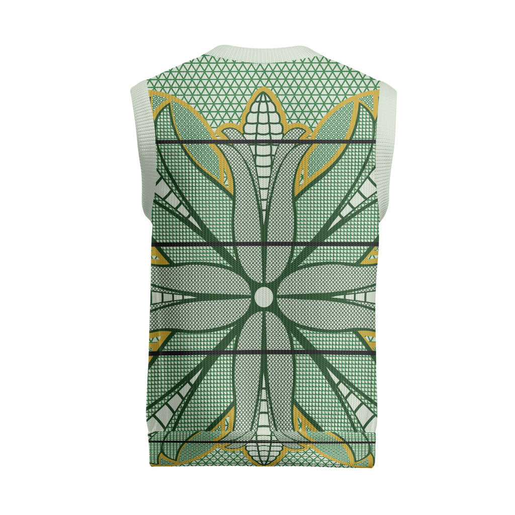 Emerald Green Khotso Mojalefa Poone Christmas Knitted V-Neck Vest Basotho Khotso Blanket Inspired