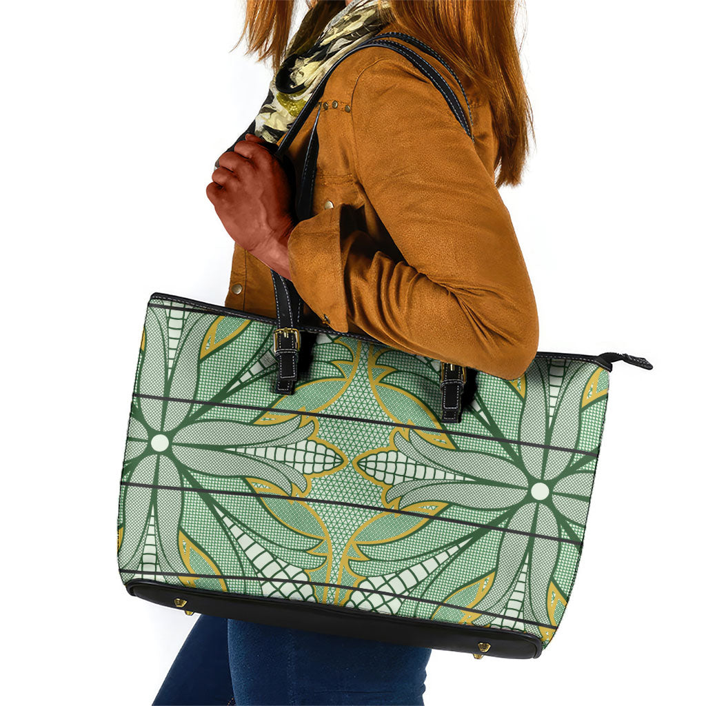 Emerald Green Khotso Mojalefa Poone Leather Tote Bag Basotho Khotso Blanket Inspired