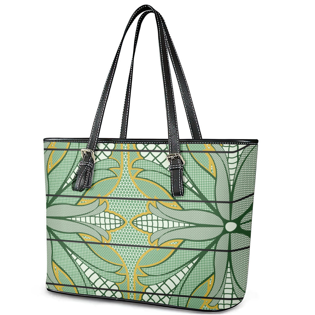Emerald Green Khotso Mojalefa Poone Leather Tote Bag Basotho Khotso Blanket Inspired