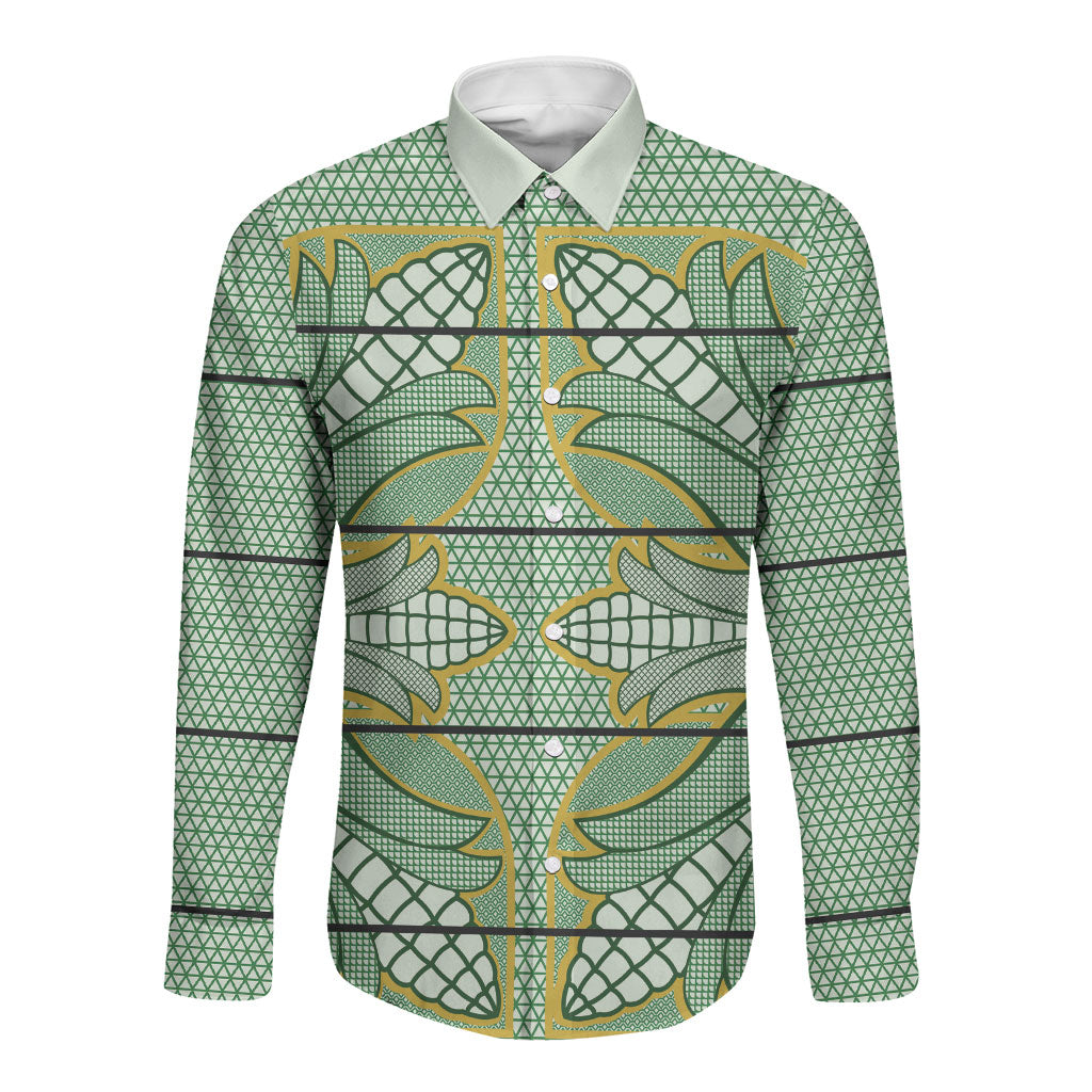 Emerald Green Khotso Mojalefa Poone Long Sleeve Button Shirt Basotho Khotso Blanket Inspired