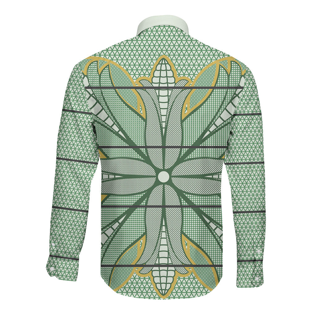 Emerald Green Khotso Mojalefa Poone Long Sleeve Button Shirt Basotho Khotso Blanket Inspired