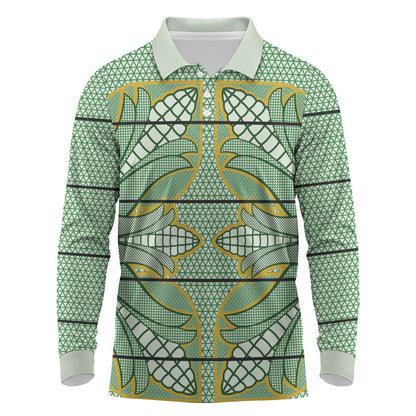 Emerald Green Khotso Mojalefa Poone Long Sleeve Polo Shirt Basotho Khotso Blanket Inspired