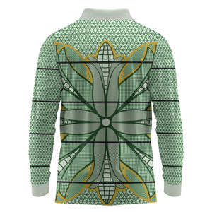 Emerald Green Khotso Mojalefa Poone Long Sleeve Polo Shirt Basotho Khotso Blanket Inspired