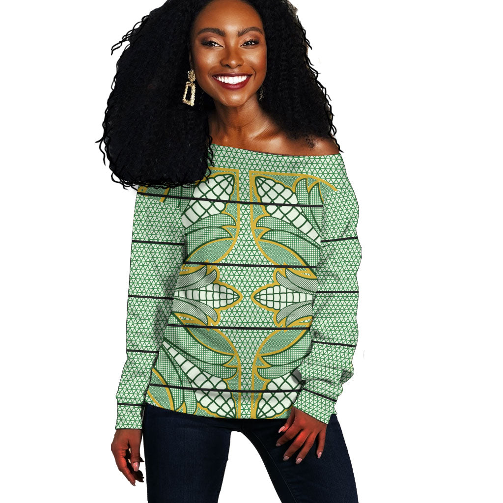 Emerald Green Khotso Mojalefa Poone Off Shoulder Sweater Basotho Khotso Blanket Inspired