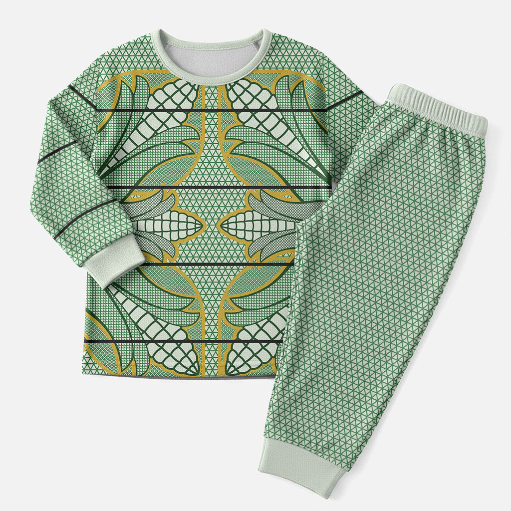 Emerald Green Khotso Mojalefa Poone Christmas Pajama Set Basotho Khotso Blanket Inspired