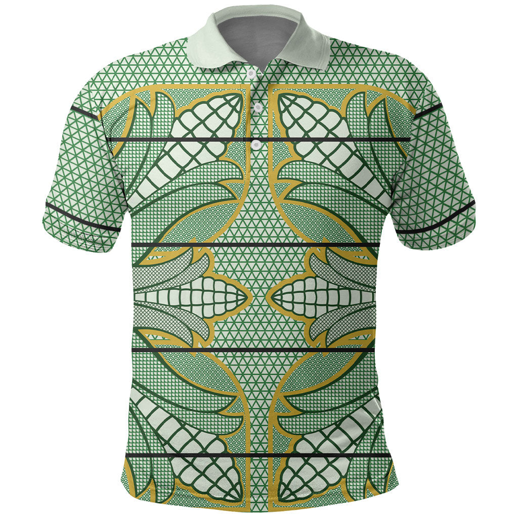 Emerald Green Khotso Mojalefa Poone Polo Shirt Basotho Khotso Blanket Inspired