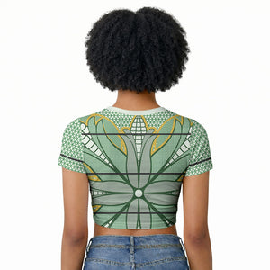 Emerald Green Khotso Mojalefa Poone Raglan Cropped T shirt Basotho Khotso Blanket Inspired