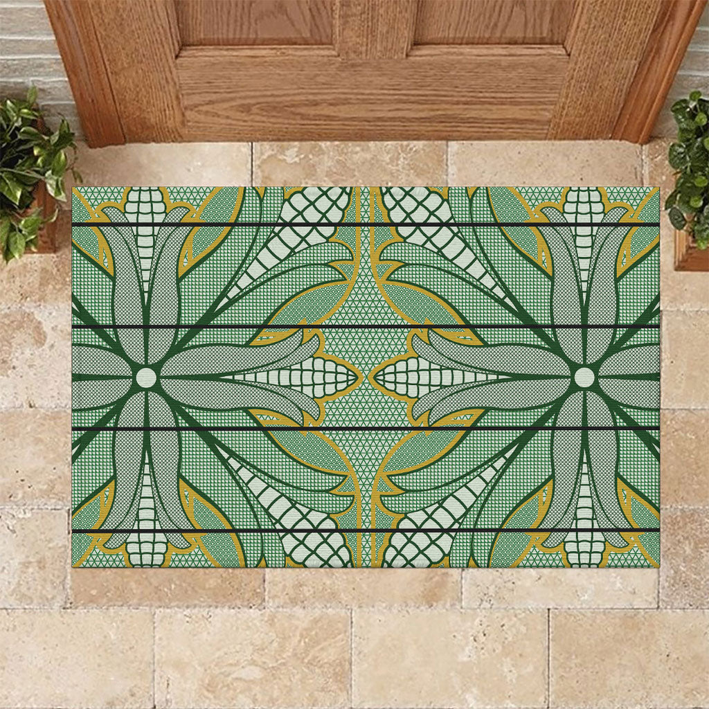 Emerald Green Khotso Mojalefa Poone Rubber Doormat Basotho Khotso Blanket Inspired
