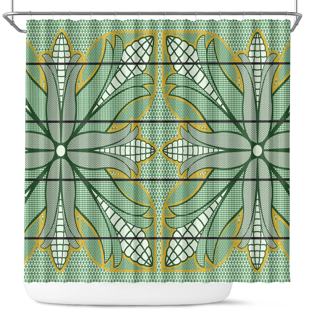 Emerald Green Khotso Mojalefa Poone Shower Curtain Basotho Khotso Blanket Inspired