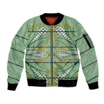 Emerald Green Khotso Mojalefa Poone Sleeve Zip Bomber Jacket Basotho Khotso Blanket Inspired