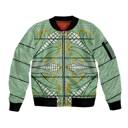 Emerald Green Khotso Mojalefa Poone Sleeve Zip Bomber Jacket Basotho Khotso Blanket Inspired