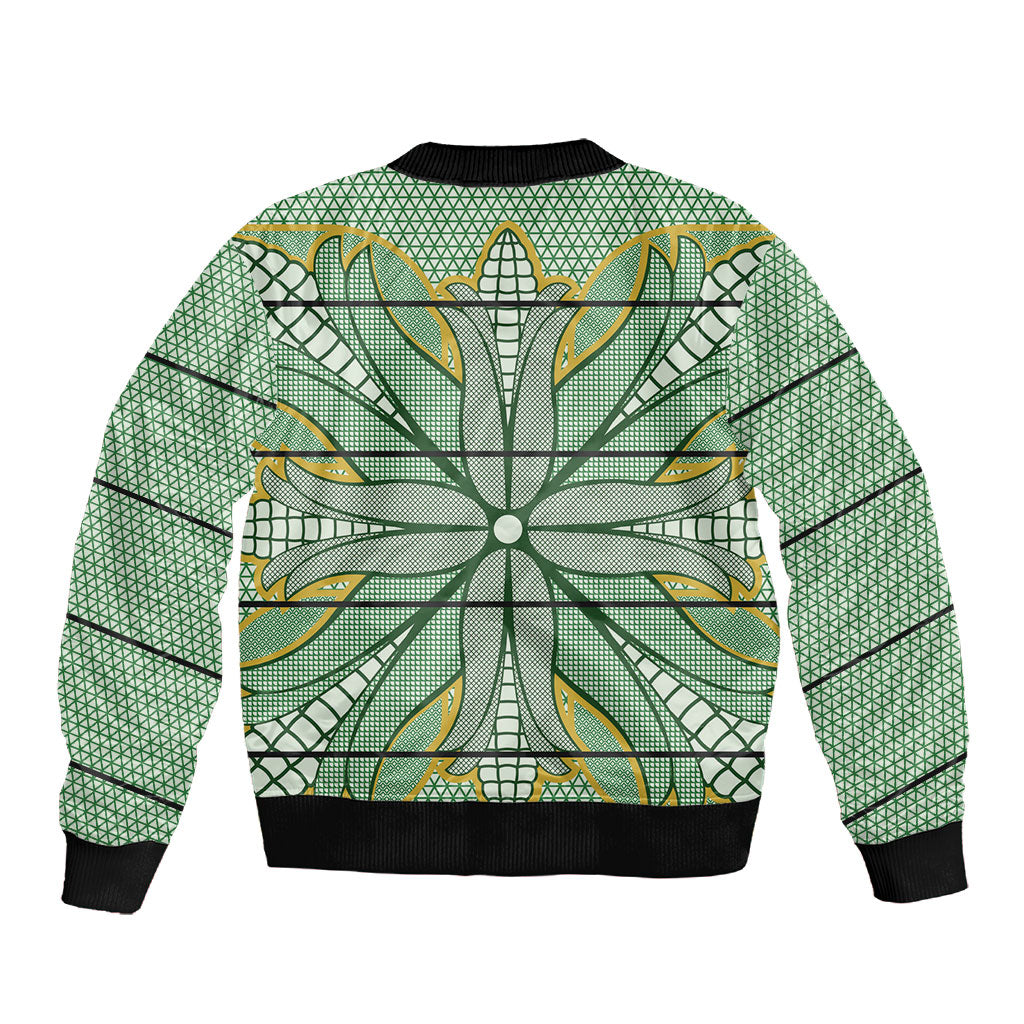 Emerald Green Khotso Mojalefa Poone Sleeve Zip Bomber Jacket Basotho Khotso Blanket Inspired