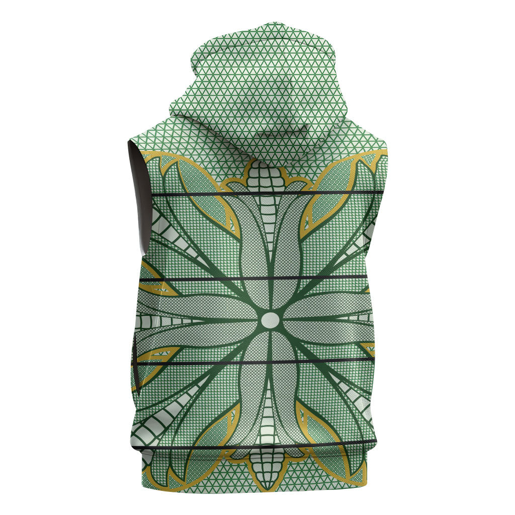 Emerald Green Khotso Mojalefa Poone Sleeveless Hoodie Basotho Khotso Blanket Inspired