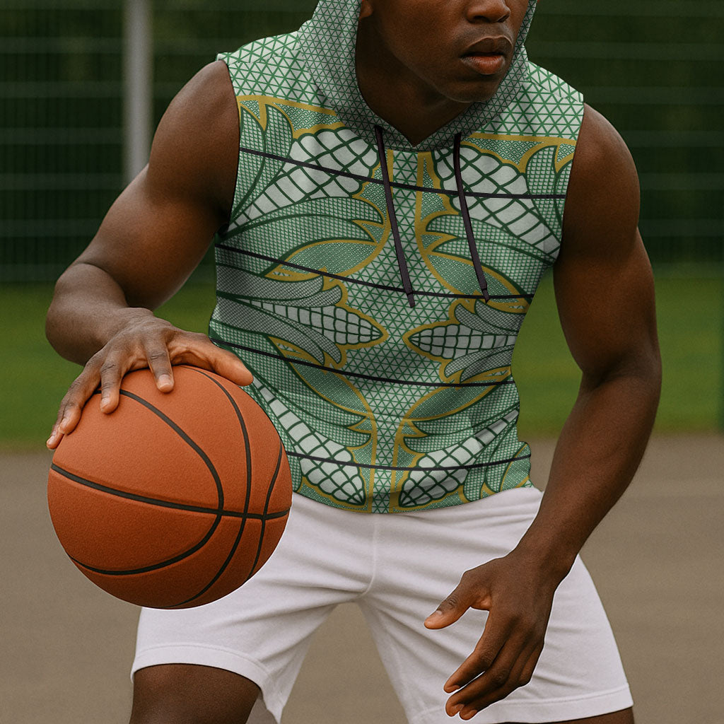 Emerald Green Khotso Mojalefa Poone Sleeveless Hoodie Basotho Khotso Blanket Inspired