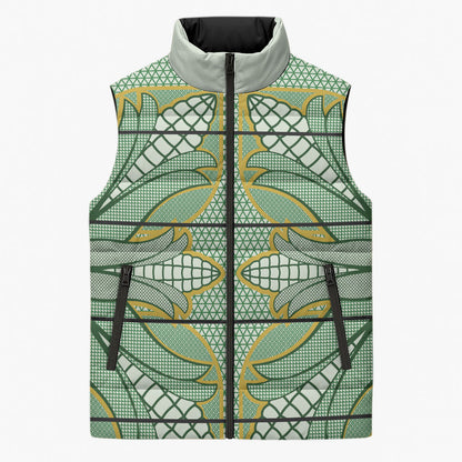 Emerald Green Khotso Mojalefa Poone Sleeveless Puffer Jacket Basotho Khotso Blanket Inspired