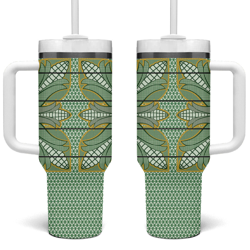 Emerald Green Khotso Mojalefa Poone Tumbler With Handle Basotho Khotso Blanket Inspired