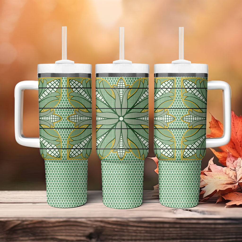Emerald Green Khotso Mojalefa Poone Tumbler With Handle Basotho Khotso Blanket Inspired