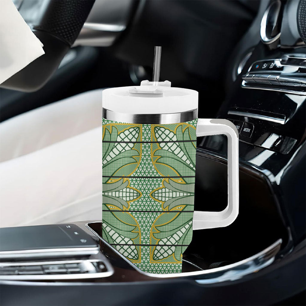 Emerald Green Khotso Mojalefa Poone Tumbler With Handle Basotho Khotso Blanket Inspired
