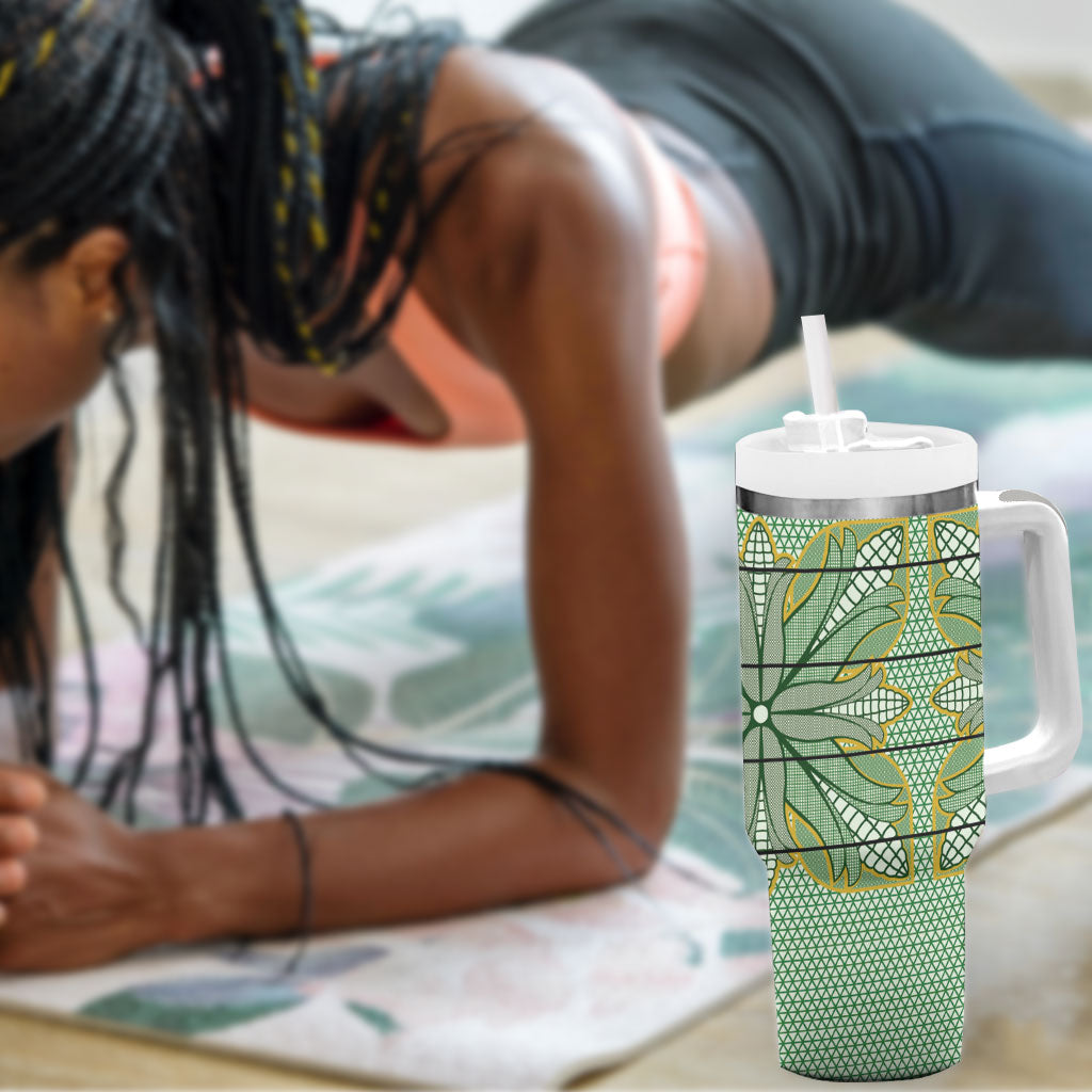Emerald Green Khotso Mojalefa Poone Tumbler With Handle Basotho Khotso Blanket Inspired