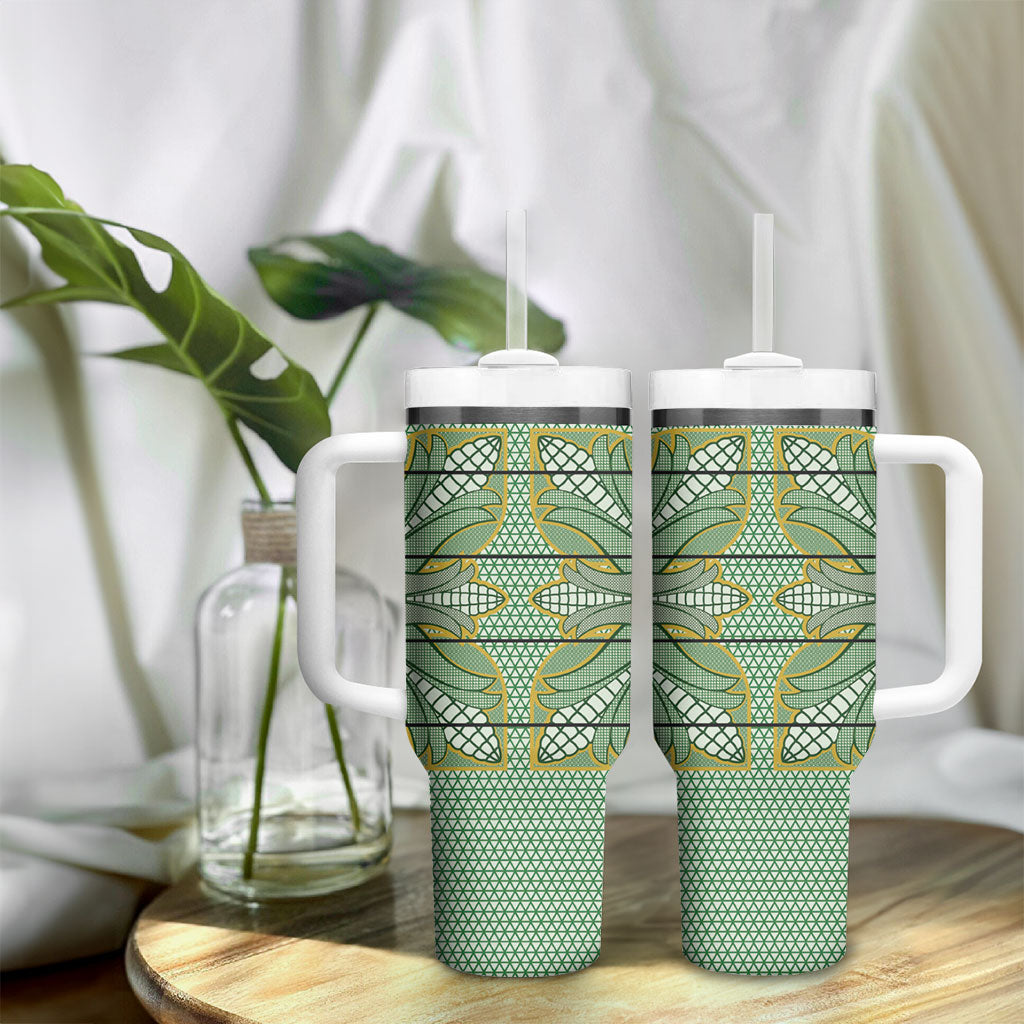 Emerald Green Khotso Mojalefa Poone Tumbler With Handle Basotho Khotso Blanket Inspired