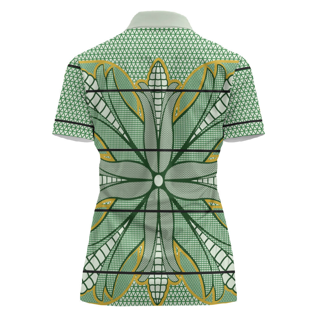 Emerald Green Khotso Mojalefa Poone Women Polo Shirt Basotho Khotso Blanket Inspired