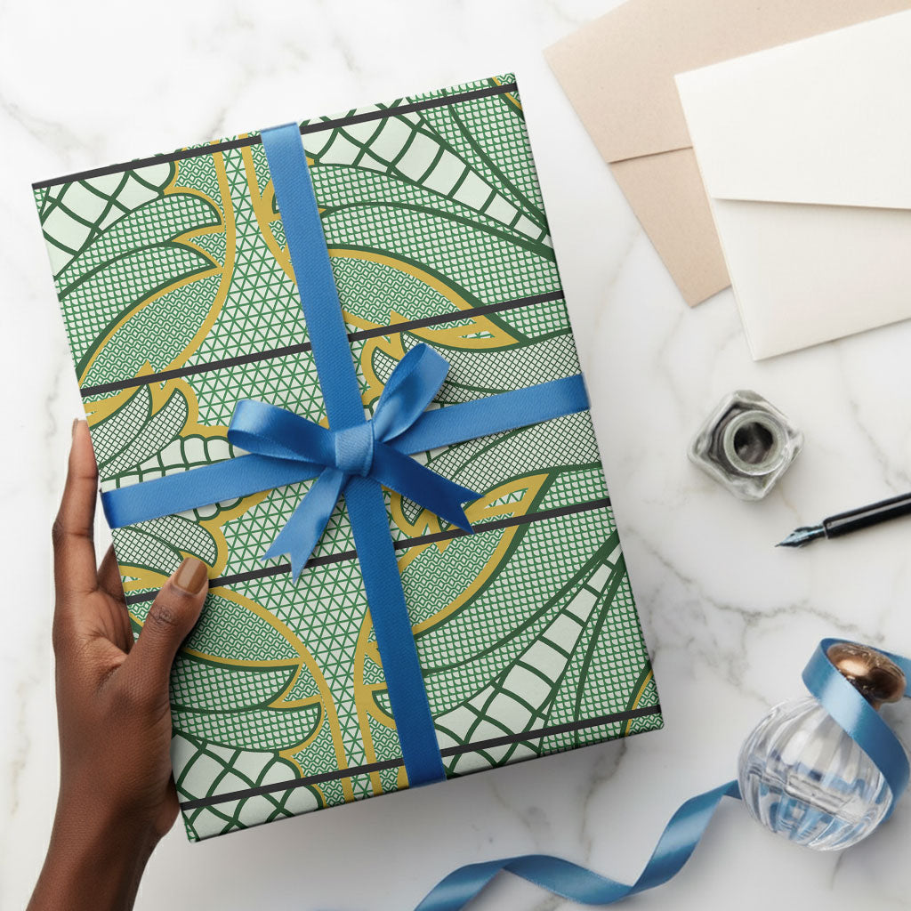 Emerald Green Khotso Mojalefa Poone Wrapping Paper Basotho Khotso Blanket Inspired
