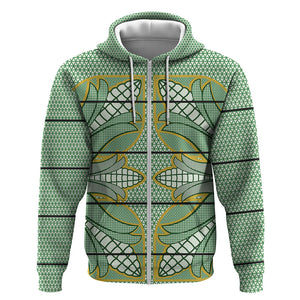 Emerald Green Khotso Mojalefa Poone Zip Hoodie Basotho Khotso Blanket Inspired