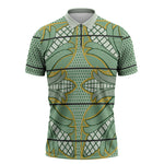 Emerald Green Khotso Mojalefa Poone Zipper Polo Shirt Basotho Khotso Blanket Inspired
