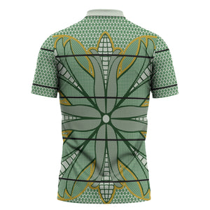 Emerald Green Khotso Mojalefa Poone Zipper Polo Shirt Basotho Khotso Blanket Inspired