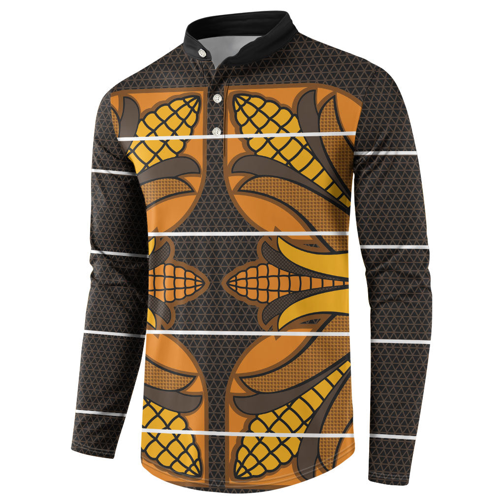 Old Gold Khotso Mojalefa Poone Button Sweatshirt Basotho Khotso Blanket Inspired