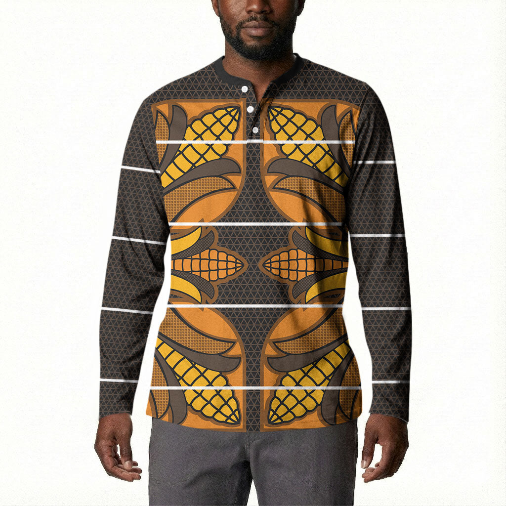 Old Gold Khotso Mojalefa Poone Button Sweatshirt Basotho Khotso Blanket Inspired