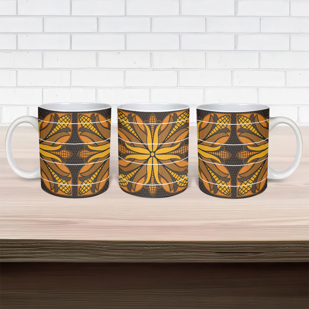 Old Gold Khotso Mojalefa Poone Ceramic Mug Basotho Khotso Blanket Inspired