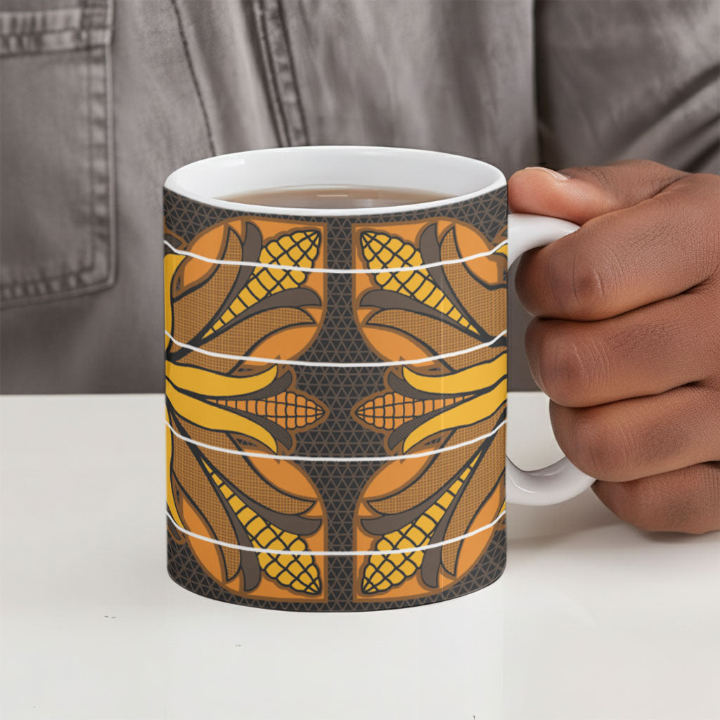 Old Gold Khotso Mojalefa Poone Ceramic Mug Basotho Khotso Blanket Inspired
