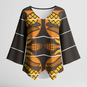 Old Gold Khotso Mojalefa Poone Kimono Sleeve Blouse Basotho Khotso Blanket Inspired