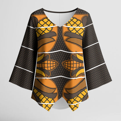 Old Gold Khotso Mojalefa Poone Kimono Sleeve Blouse Basotho Khotso Blanket Inspired