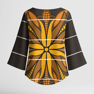 Old Gold Khotso Mojalefa Poone Kimono Sleeve Blouse Basotho Khotso Blanket Inspired